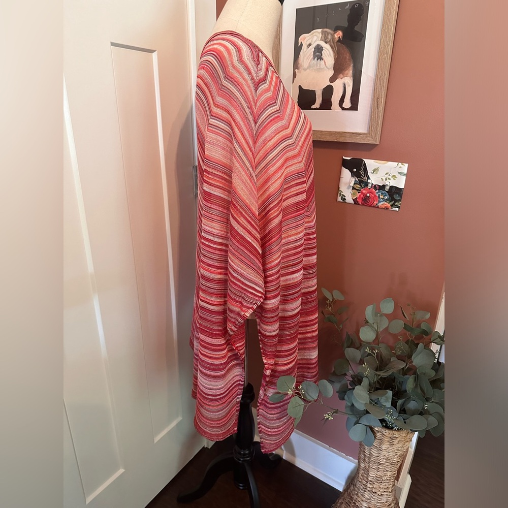 Missoni diagonal striped red silver metallic thread OS asymmetrical cape/shawl - Picture 7 of 13